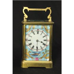 Bronze Carriage Clock with Sevres Style Plaques