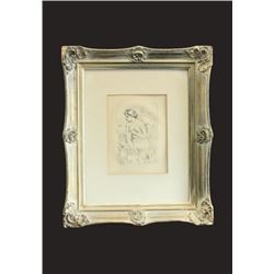 Gilt Framed Renoir Etching of Nude in Fields