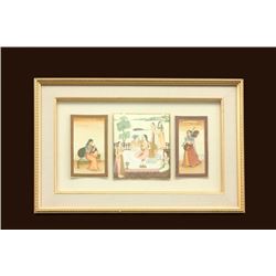 3 Indian Watercolors mounted in Di Frame