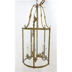 Brass & Glass Cylinder Lantern Chandelier