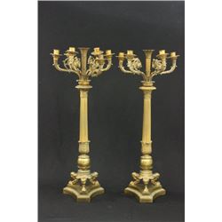 Pair of Candelabras Mounted as Lamps