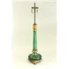 Image 1 : Green Glass & Bronze Candlestick Mounted as Lamp