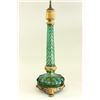 Image 2 : Green Glass & Bronze Candlestick Mounted as Lamp