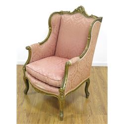 French Gilt Wood Bergere Chair Ca. 1900