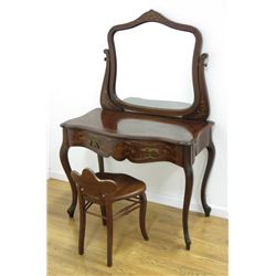 Mahogany Vanity With Swivel Mirror & Stool