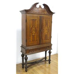 Continental Baroque Oak Cabinet on Stand