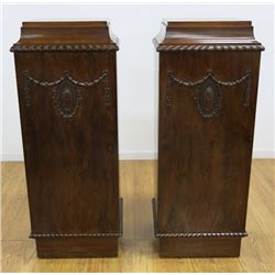 Pair of Figured Mahogany Sheraton Style Stands