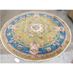 Chinese Round Gold Floral Carpet