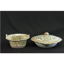 Chinese Porcelain Dish & Basket