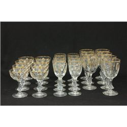 Set of Gilt & Cut Glass French Crystal Stemware