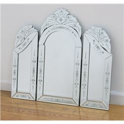 3 Section Etched Glass venetian Style Mirror