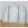 Image 1 : 3 Section Etched Glass venetian Style Mirror