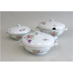 3 Rosenthal Porcelain Covered Casseroles