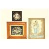 Image 1 : Two Framed Crewel Work Pictures & Mini Portrait