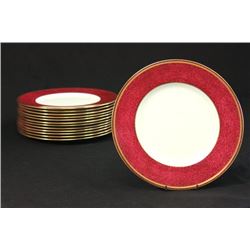 Set of 13 Wedgwood Ulander ruby dinner plates