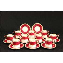 Wedgwood Ulander ruby demitasse cups & saucers