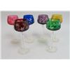 Image 1 : Set of 6 Bohemian Color Cut to Clear Glasses