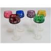 Image 2 : Set of 6 Bohemian Color Cut to Clear Glasses
