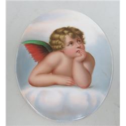 Handpainted Porcelain Plaque of Cupid