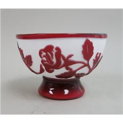 Red & White Peking Glass Bowl