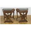 Image 1 : Pair Marble Top Italian Carved Walnut End Tables