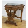 Image 3 : Pair Marble Top Italian Carved Walnut End Tables