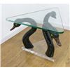 Image 1 : Modern Glass Top Swan Head Base Table