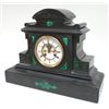 Image 1 : Black Slate & Malachite 19th c Mantle Clock