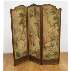 3 Panel Carved Walnut Dressing Screen