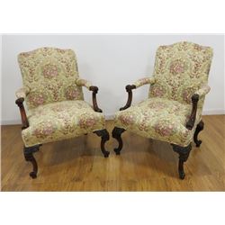 Pair of Georgian Style Library Armchairs