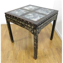 Chinese Marble Inset Table with Inlay