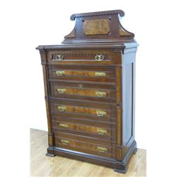 Walnut Victorian American Side Lock Chest