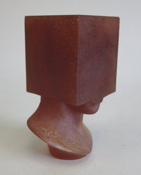 Vase carré à anses en cristal, vers 1960 Daum Nancy France