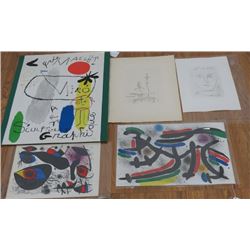 Picasso, Miro, Giacometti; Lot of 5 Pieces