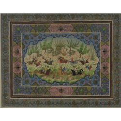 Framed Indian Painting of Battle Scene