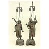 Image 1 : Pr. 19th C. Polychromed White Metal Figural Lamps