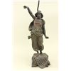 Image 2 : Pr. 19th C. Polychromed White Metal Figural Lamps
