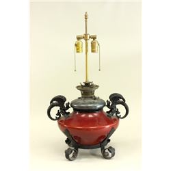 Bradley & Hubard Iron Enameled Oil Lamp