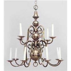 Dutch Baroque Style Copper & Brass Chandelier