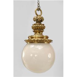 Victorian Gilt Brass Hanging Globe Fixture