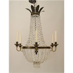 Neo-classic Style Tole Peinte 6 Light Chandelier