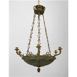 Empire Style Ormolu & Patinated Bronze Chandelier