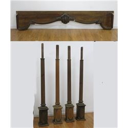 Set of 4 Wood Columns & Valance