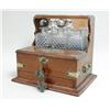 Image 1 : Oak Victorian Tantalus Set with 3 Crystal Bottles
