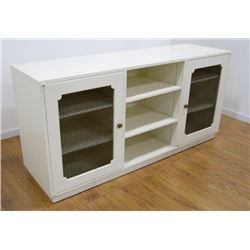 White Lacquer & Brass Side Cabinet