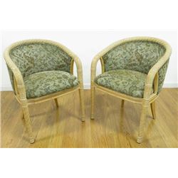 Pair Bleached Beechwood Tub Chairs