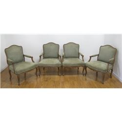 Set of 4 Louis XV Style Beechwood Fauteuils