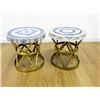 Image 1 : Pair of Mosaic Tile & Brass Tables