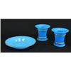 Image 1 : Pair of French Gilt Blue Glass Urns & Plate