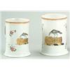 Image 1 : Two Chinese famille-rose tankards, the tall finely potted sides with strap handles and rui termin...